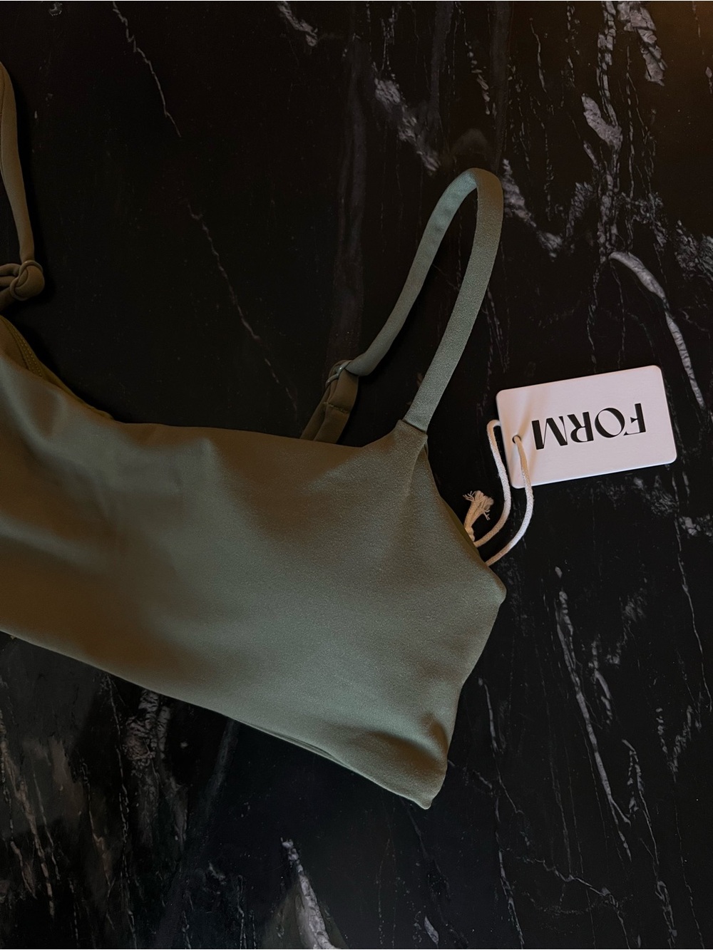 FORM Slim Sports Bra in Olive Green - Picture 2 of 3